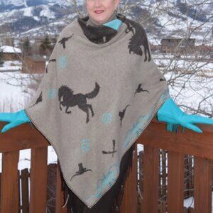 NWT RHONDA STARK WOOL PONCHO | OS